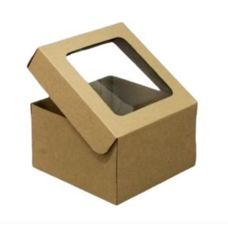 Box 22x22x12 cm Window/Mika) E- Flute/kardus/hampers/boxnasi/puding