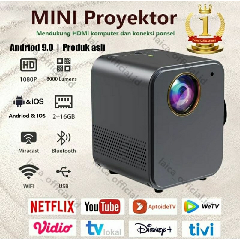 proyektor mini smart projektor+tripod