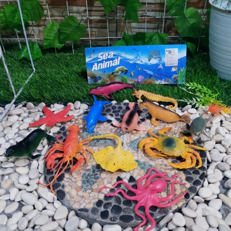 Mainan Set Hewan Laut Karet Besar - Figur Binatang Satwa Liar Edukatif