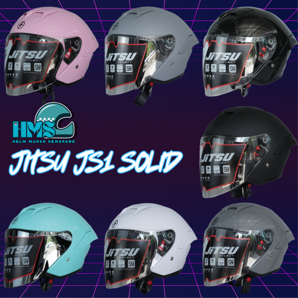 HELM JITSU JS1 ORIGINAL WARNA LENGKAP KACA IRIDIUM - HELM JITSU HALF FACE