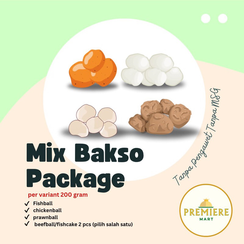 

PREMIEREMART -Paket Mix bakso platter (bakso udang, ayam , ikan, sapi)