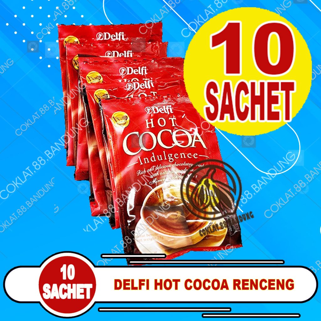 

DELFI HOT COCOA INDULGENCE ISI 10 PCS, DELFI HOT COCOA RENCENG 10 SACHET MIX 3 IN 1