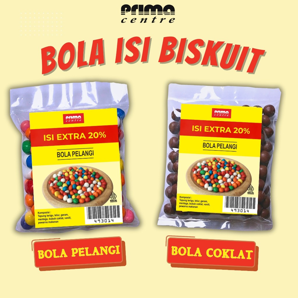 

(PS3) BOLA PELANGI / BOLA COKLAT ISI BISKUIT 90gr