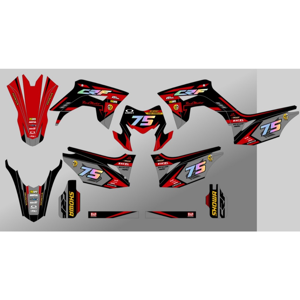 Decal Honda CRF 150L Merah Hitam Silver Cutting Hologram Cutting Biru Candy Stiker crf150l Full Body