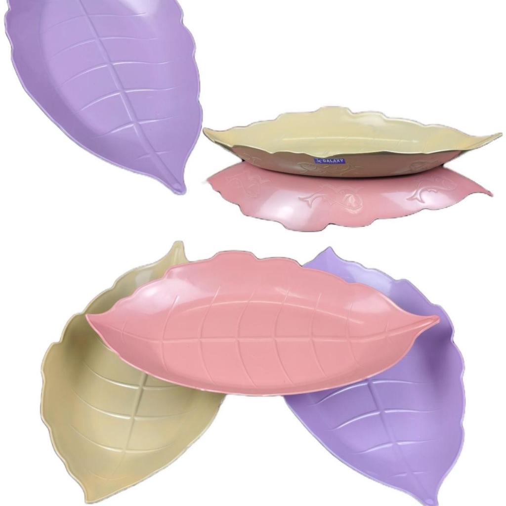 12 PCS PIRING DAUN PLASTIK / PIRING SAJI DAUN