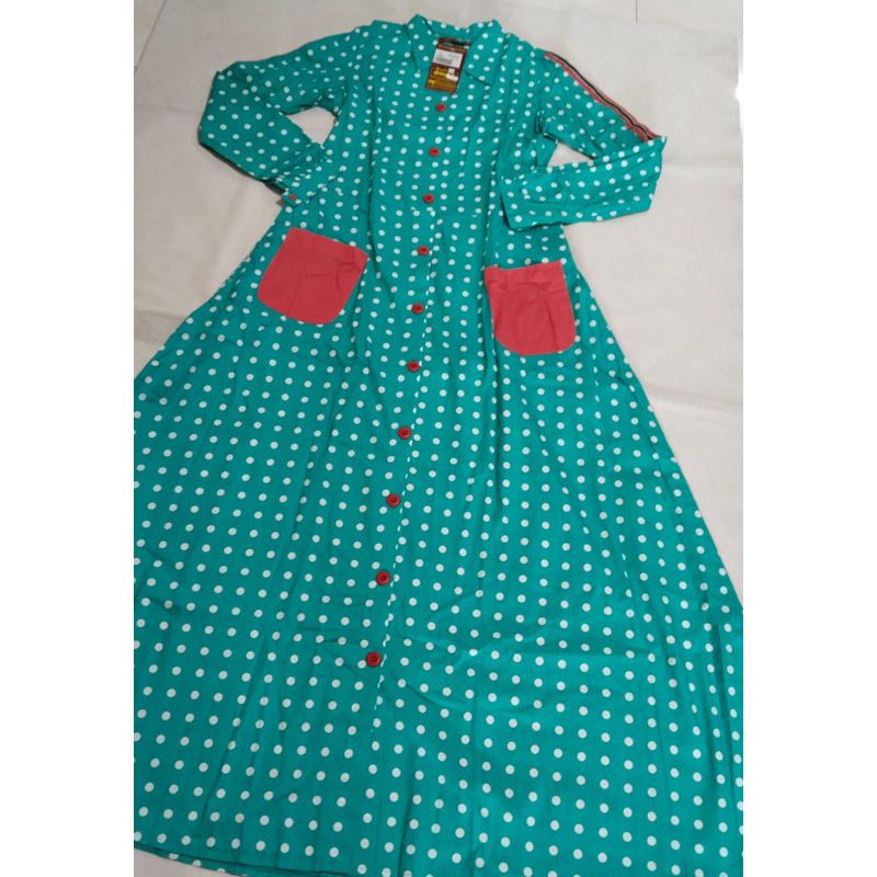 sale 40% / abaya XS / dannis / A190603 / polkadot / abaya katun / baju muslim dewasa / baju lebaran 