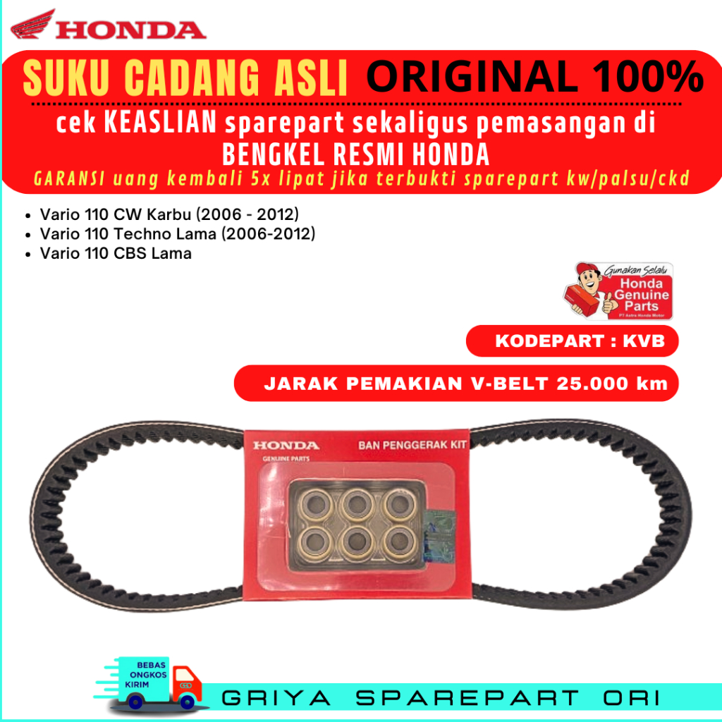 Vanbelt Vario 110 Karbu Original Honda Vanbelt Vario Techno 110 Ori Vanbelt Vario Techno 110 Karbu A