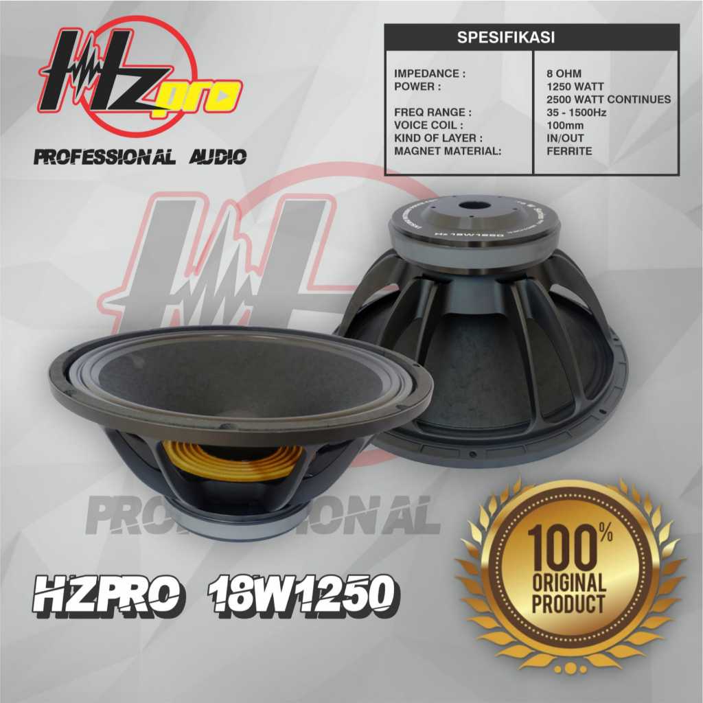 SPEAKER KOMPONEN HZ PRO 18W1250 ORIGINAL (18INCH)