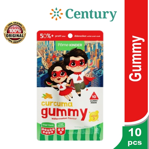 

POME KINDER CURCUMA GUMMY ISI 10 GUMMY / PENAMBAH NAFSU MAKAN ANAK / SUPPLEMENT ANAK / VITAMIN DAYA TAHAN TUBUH