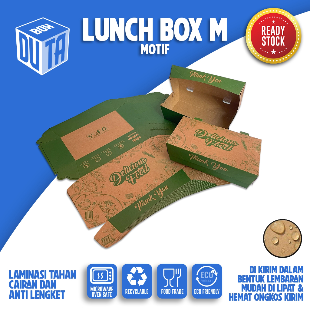 Lunch Box Motif Size M Laminasi Paper Kraft 290 Gsm Kotak Dus Makan Nasi Ayam Nasi Goreng Nasi Kunin