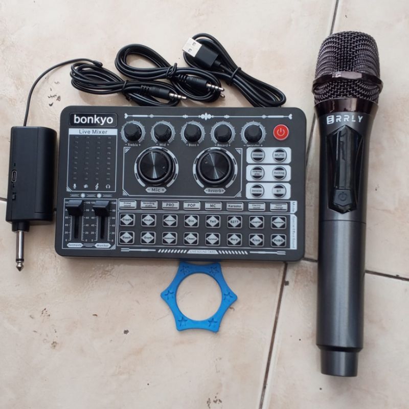 Alat Karaoke Sound Card Bluetooth F999, F998, V8S, V8 + Mic Wireless