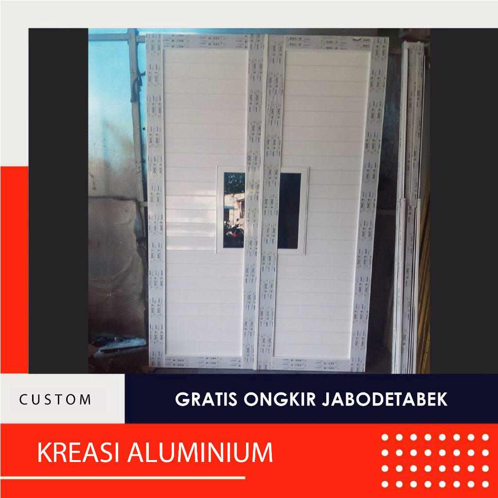 Pintu Utama Rumah 150x210 Spandrel Aluminium Model Swing Variasi 2 Daun