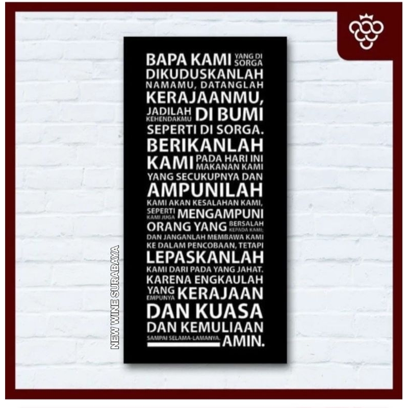 HIASAN DINDING DOA BAPA KAMI (S) HITAM
