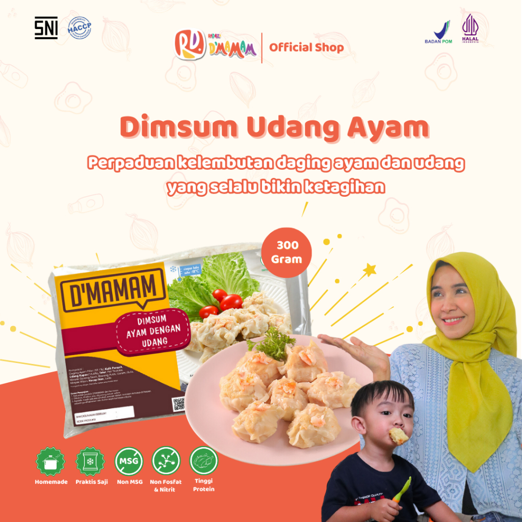 

D'MAMAM Dimsum Udang Ayam 300g Premium Frozen Food Anak MPASI Homemade Dairy Free BPOM HALAL