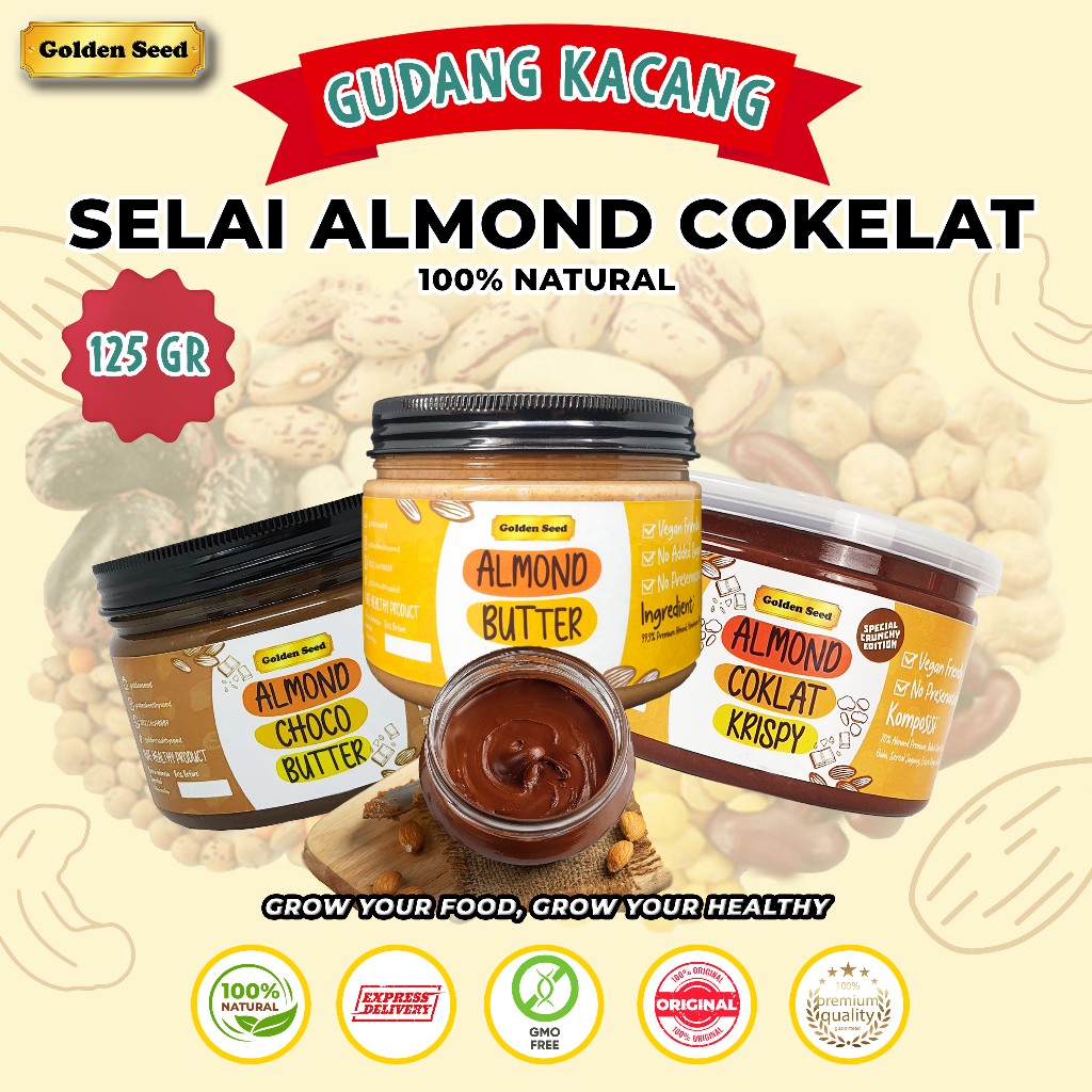 

SELAI ALMOND COKLAT 125 GRAM PREMIUM - ALMOND CHOCO BUTTER GLUTEN FREE - VEGAN