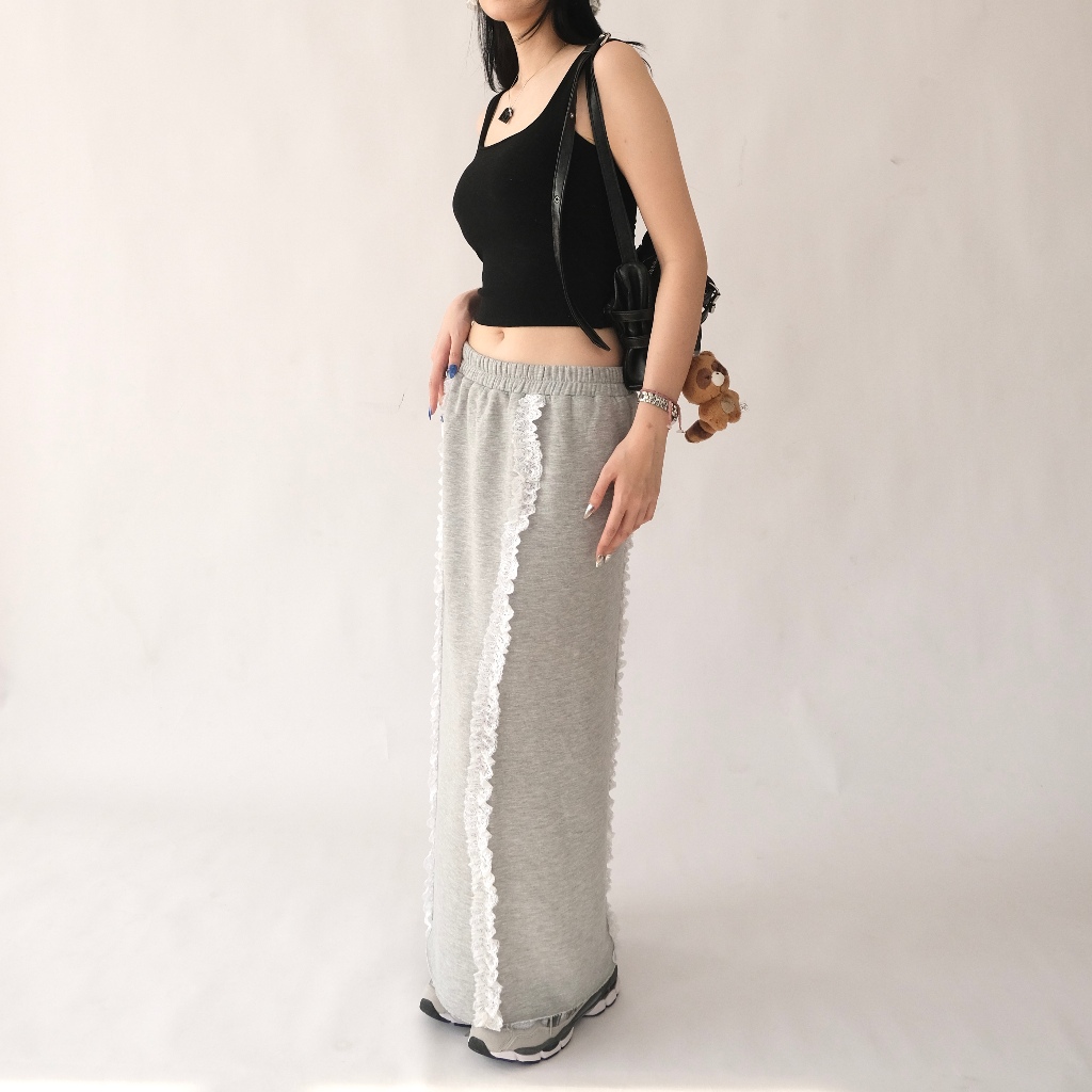 MAESON Lacehood Coquette Lace Maxi Skirt