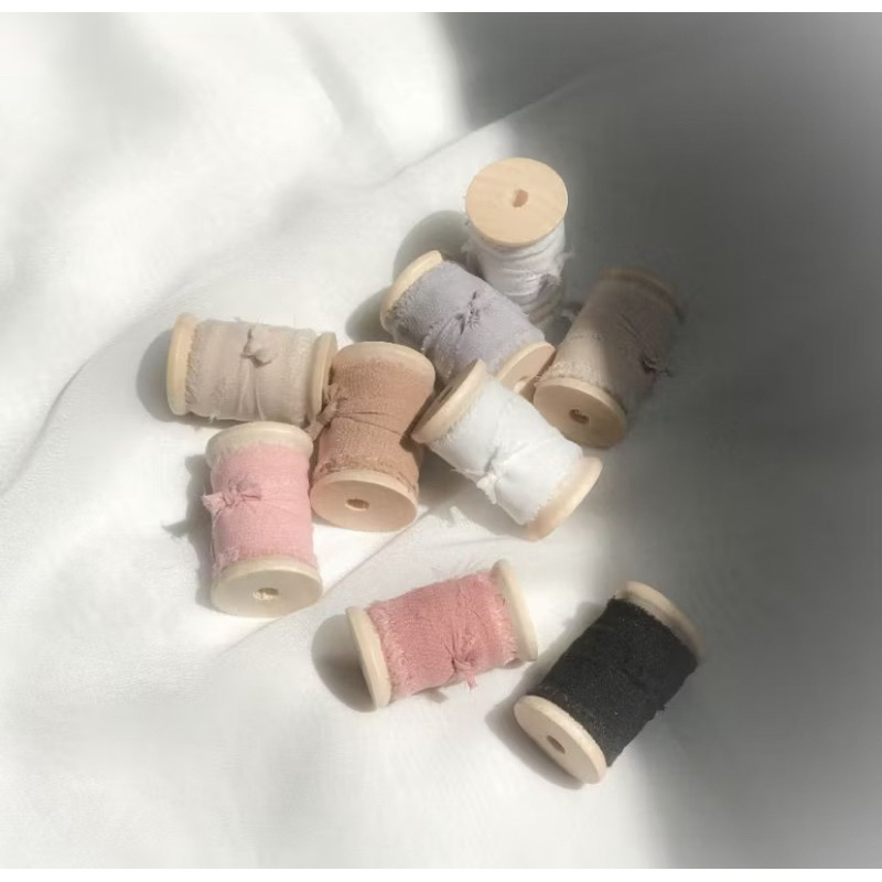 

silk ribbon pita gulung + Spool Kayu