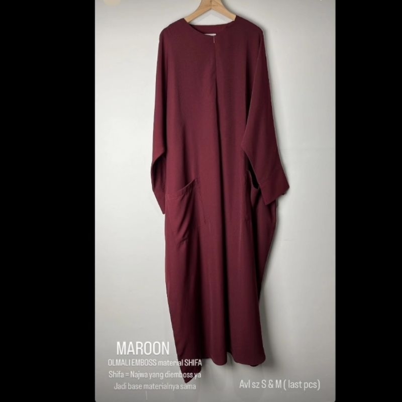 abaya maroon abaya emboss gamis kalong abaya bhist brand aishmadina