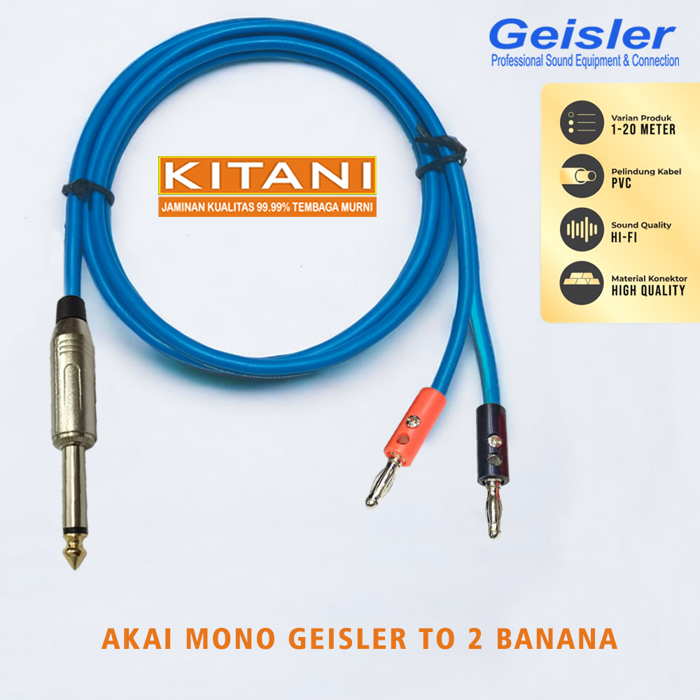 Kabel Audio Jack Akai Mono Geisler To 2 Jack Banana - KITANI
