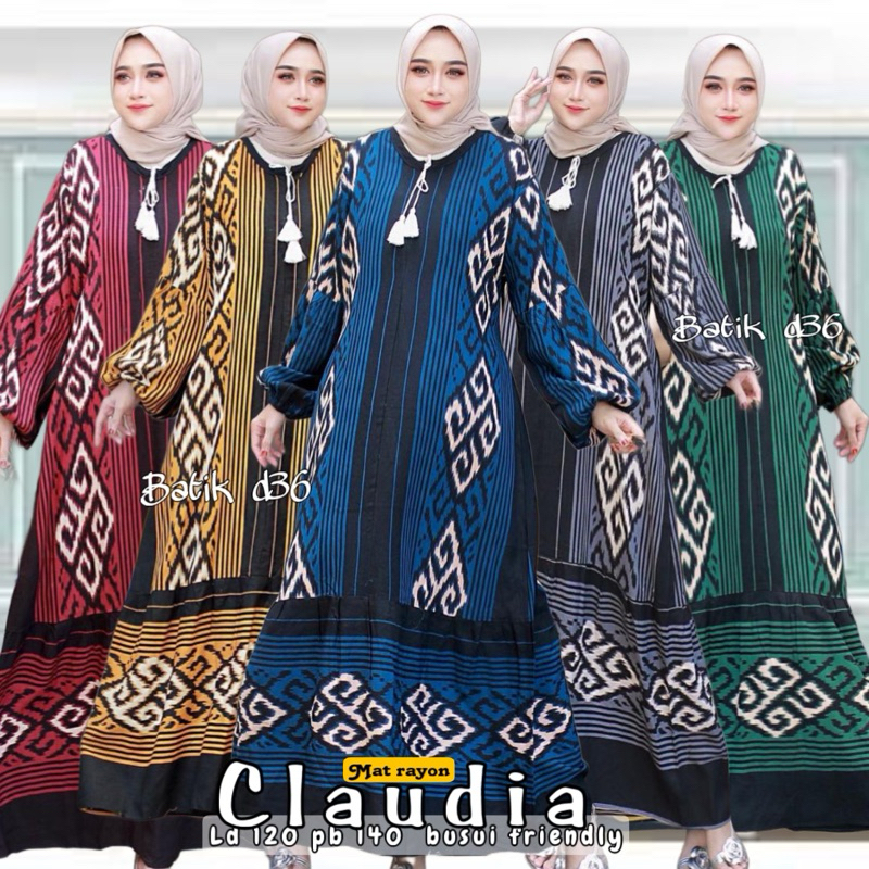 (Alesha) LD 120 maxi dress Gamis Elsavana rayon premium motif batik kekinian adem premium tebal pusa