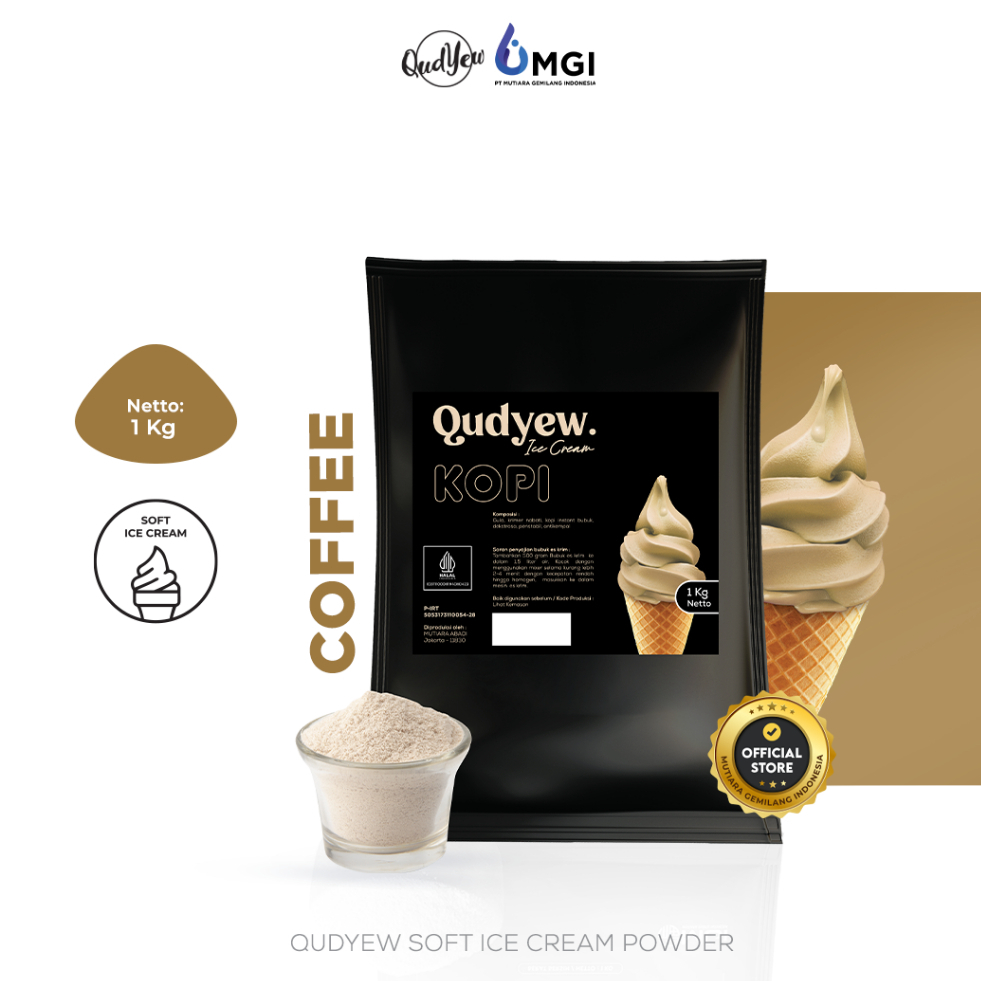 

Qudyew Ice Cream Powder Coffee 1 Kg / Bubuk Es Krim 1Kg Premix Soft Ice Cream Powder Kopi