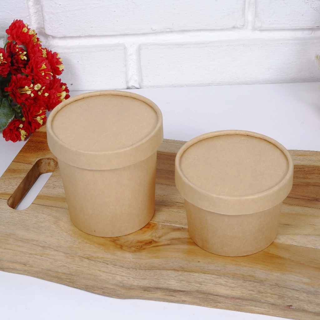 Brown Paper Cup/ Cup Brownies Potong & Ice Cream 8oz/12oz/16oz isi 5pcs