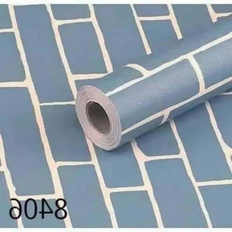 Wallpaper Sticker Dinding BATU BATA BIRU 3D