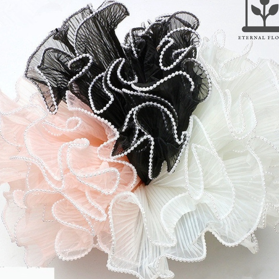 

HARGA TERJANGKAU 1Pcs Pendek Wrapping Flower CURLY WAVE Kain Tile Buket Bunga Renda Gelombang Mutiara