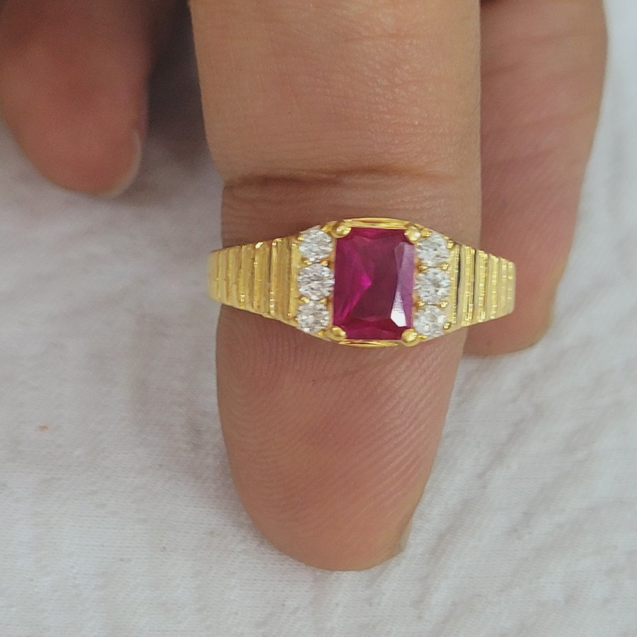 cincin cowok pria laki batu merah variasi ad emas 70% 700 70 % vari 2