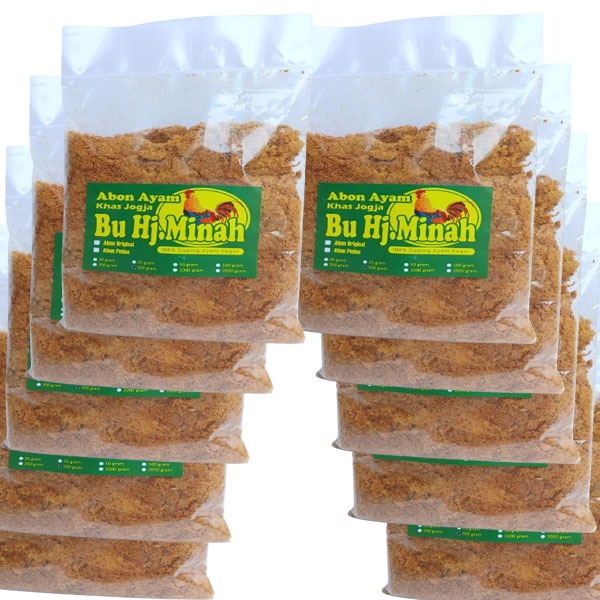 

Abon Ayam Original khas Jogja Bu Hj Minah Isi 10 Pcs 100 % Ayam Daging Segar