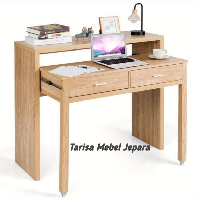 meja belajar kayu jati meja kantor minimalis meja kerja laci aesthetic