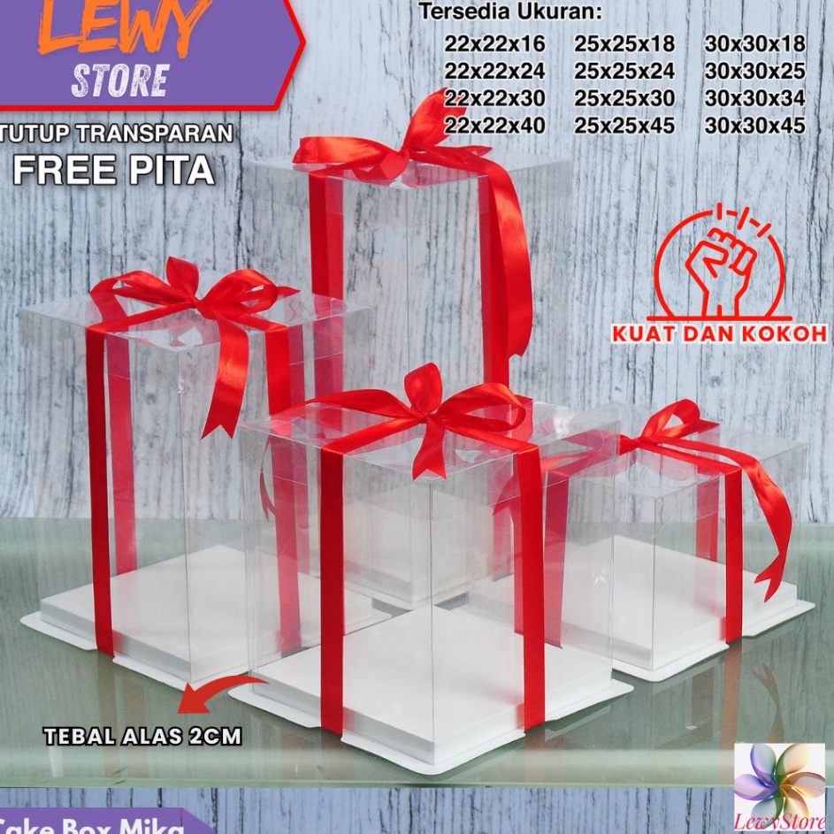 

SUPER Cake Box Mika Dus Kue Kotak Kue 22x22 cm Tutup Transparant PET