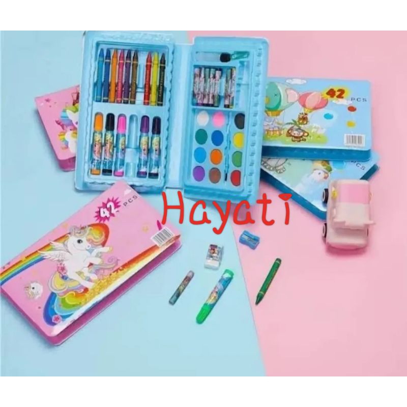 

crayon mewarnai anak pink dan biru 42 pcs