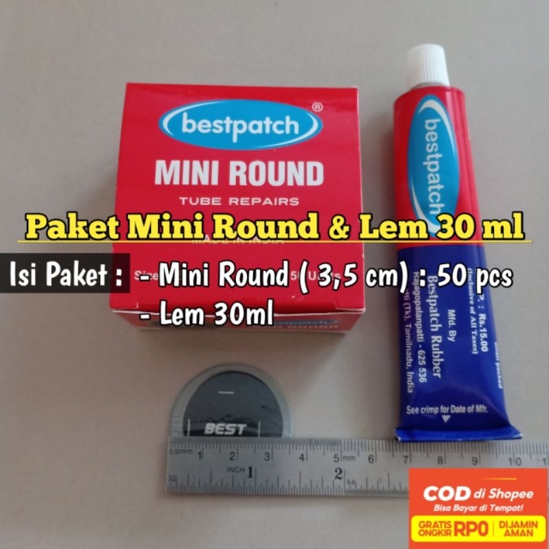 Paket Tambal Ban Dalam Tip Top Bestpatch Mini Round 35mm dan Lem 30ml - Tip Top Bestpatch