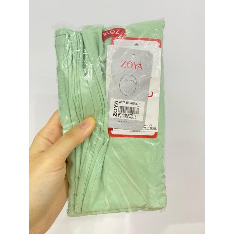 Zoya Hijab Instant Afya Bergo Bahan lycra Warna : Mint