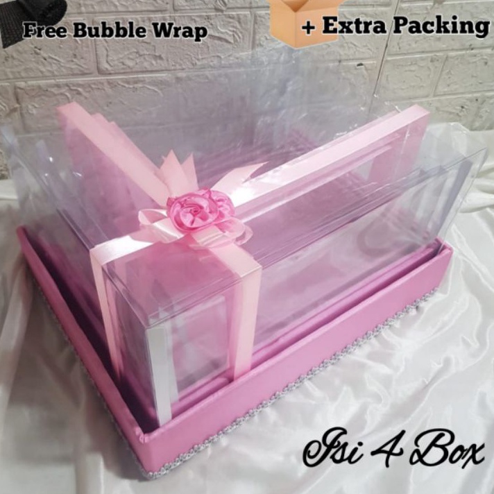 

PAKET MEWAH Box Hantaran Seserahan Model Pita Satin 1 set isi 4 Box