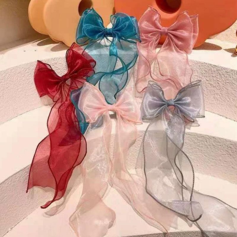 Jepit rambut anak pita panjang bahan satin pita rambut anak pita organza pita rambut satin panjang j
