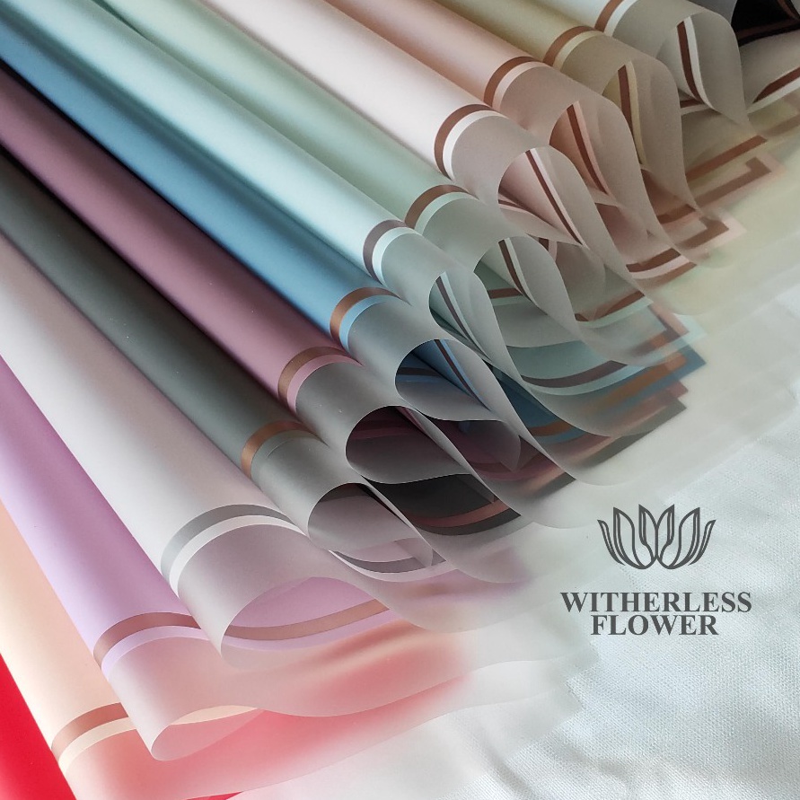 

HARGA BERSAHABAT 1 2 LEMBAR Cellophane Single Gold Frame Transparent Edge Kertas Buket Bunga Florist Flower Wrapping Paper Transparan