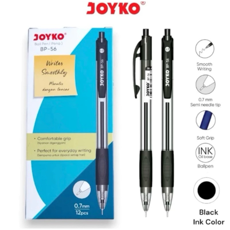 

Pena Pulpen Balpen Retractable Joyko BP-56 (Lusinan)