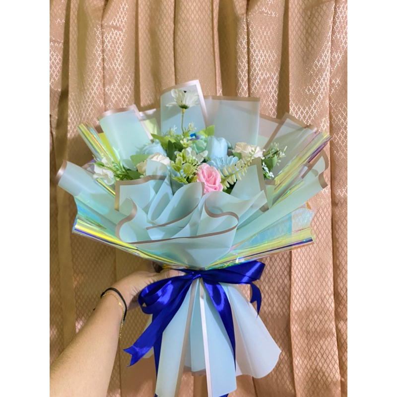 Buket Bunga Biru | Buket Bunga Murah | Buket Bunga Untuk Cowok | Buket Wisuda Cantik