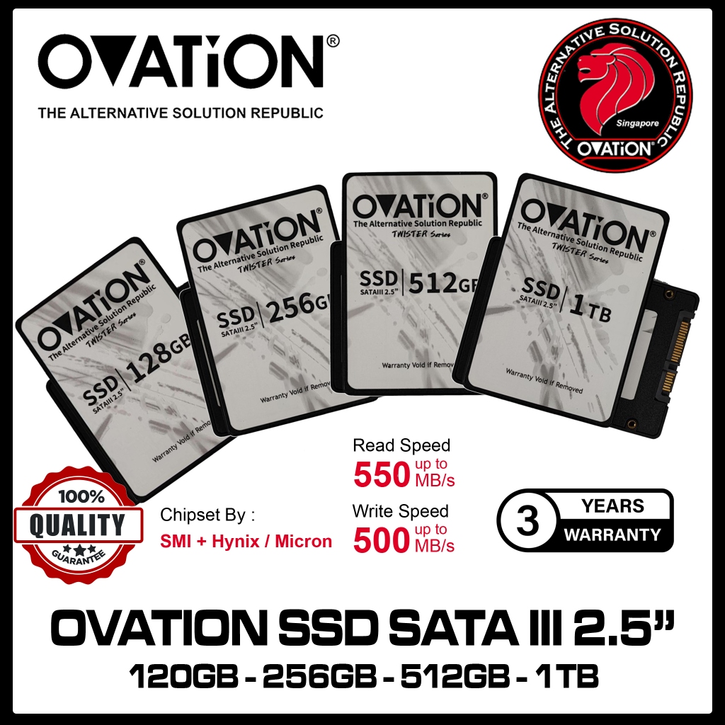 SSD Ovation Sata III 2.5" 128GB 256GB 512GB 1TB Sata 3 2.5 Inch