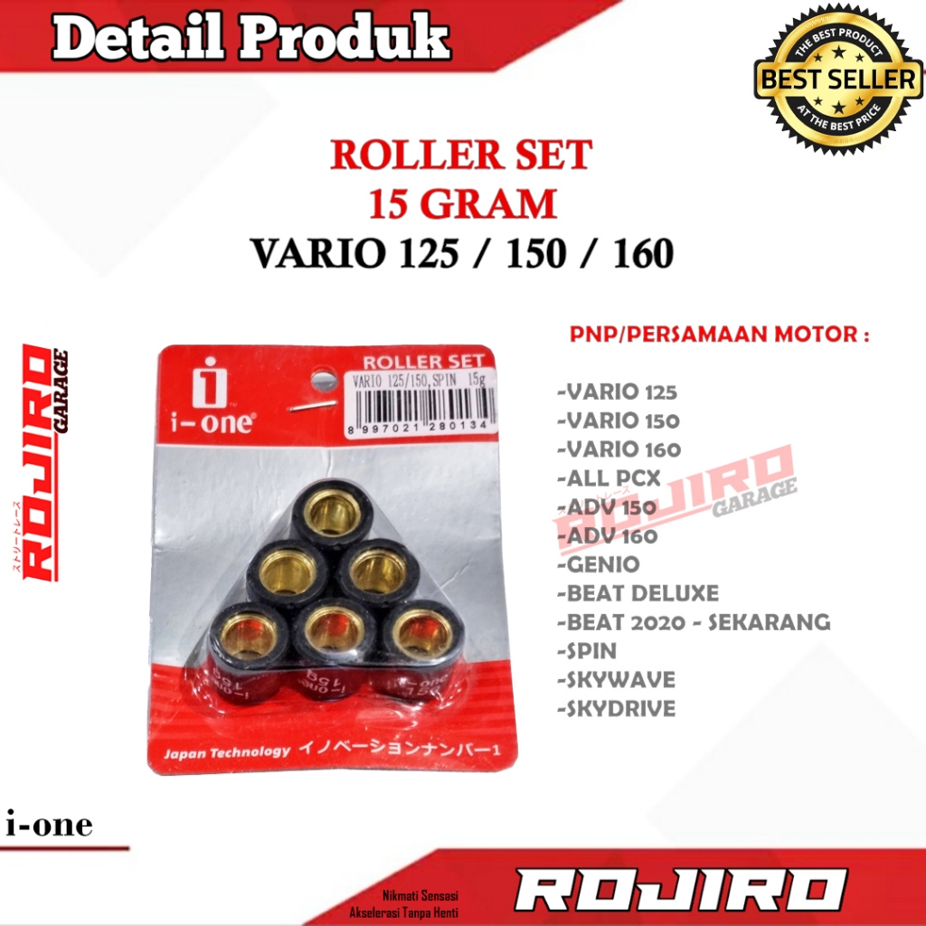 Roller Vario 125/150/160  7 8 9 10 11 12 13 14 15 16 17 Gram Genio Beat Deluxe PCX Roler Loler