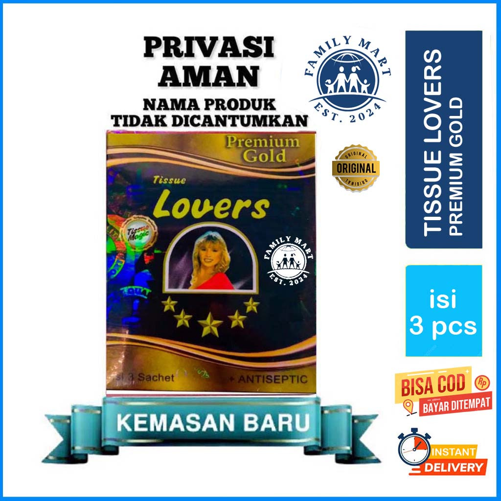 [LOVERS GOLD PREMIUM ISI 3PCS | BPOM] [1 PACK = 3 SACHET] [KEMENKES] Tisu Lovers Magic Man Casanova 