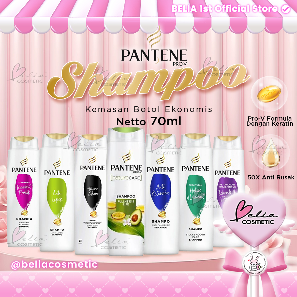 ❤ BELIA ❤ PANTENE Pro-Vitamin Shampoo 70ml | Perawatan Rambut Rusak | Hitam Glow | Anti Ketombe | Pe
