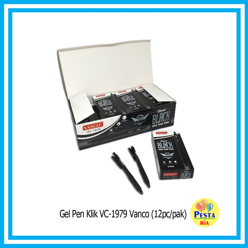 

Murah!! (1Pcs) Pen Gel Klik Vanco, bolpen sekolah, ballpen klik, ballpoint gel, pena hitam