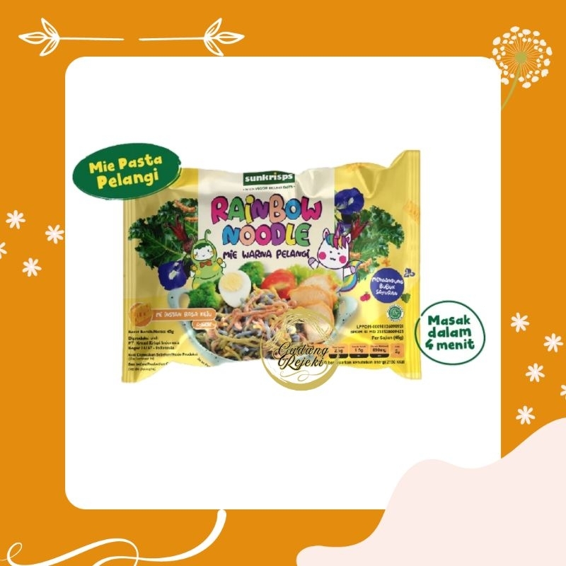 

RAINBOW NOODLE CHEESE SUNKRISPS 45GR MIE MPASI BAYI PASTA MPASI MIE INSTAN SEHAT MIE PELANGI