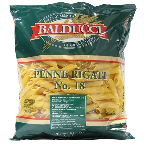 

Pasta penne rigati mentah instan instant Balducci 500 Gram / Penne pasta