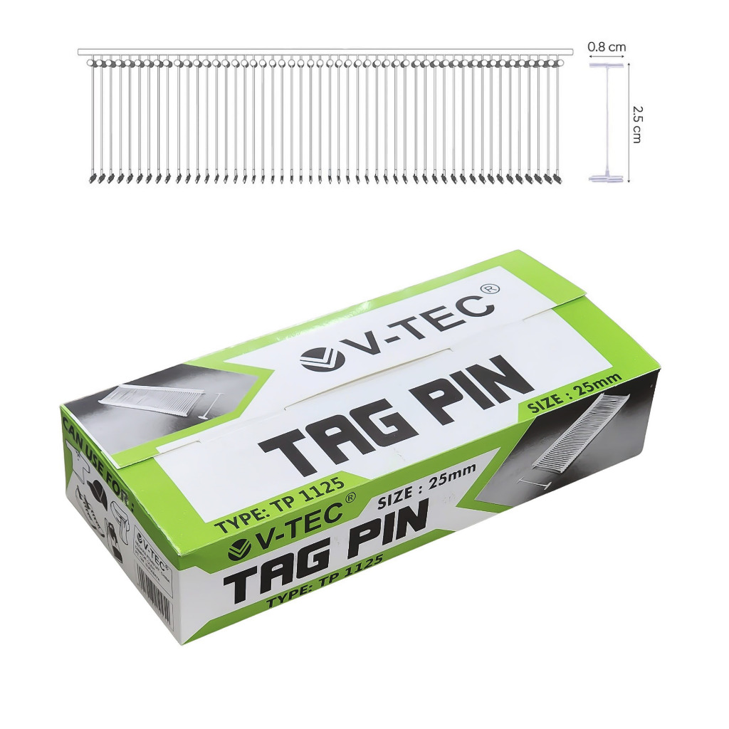 

[1 BOX / 5.000 PCS] VTEC Isi Refill Top Tag Pin Gun V-TEC 25 mm TP 1125