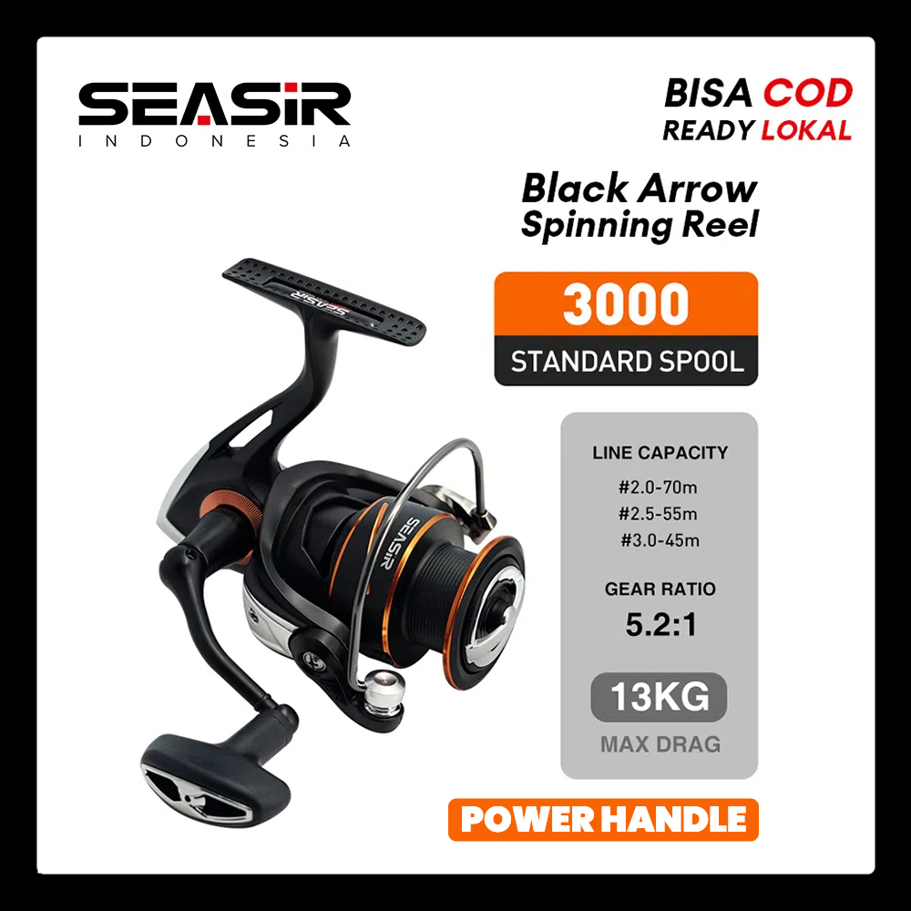 [OFFICIAL] SEASIR BLACK ARROW 1000-3000 Power Handle Reel Pancing Putar, Spinning Fishing Reels Kump