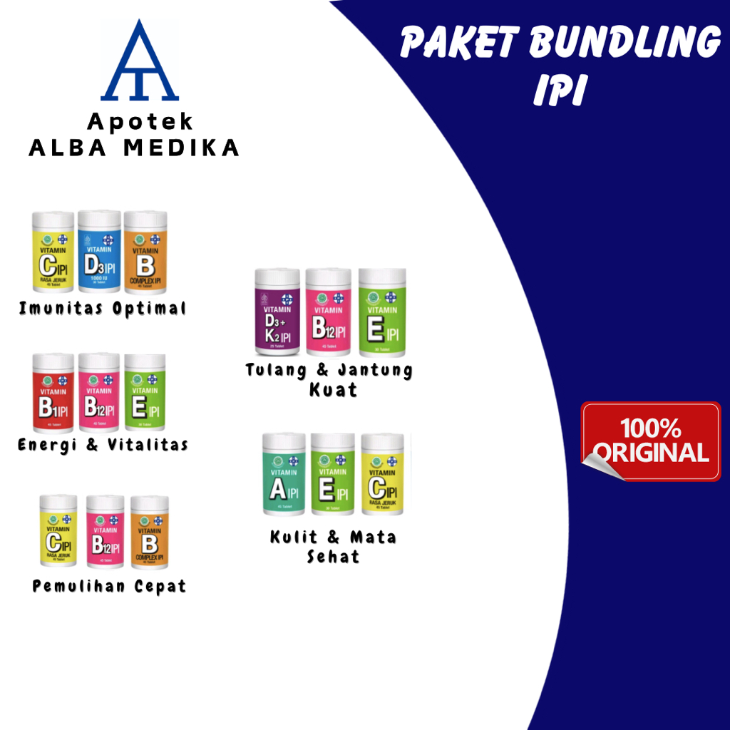 Vitamin IPI Paket Lengkap BUNDLING | Ipi Vitamin C / Vitamin E / Vitamin B12 / Vitamin A / Ipi  / Vi